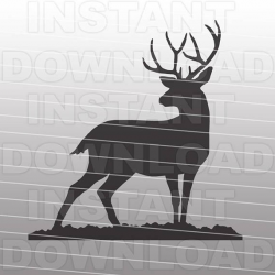 Deer Hunting Buck Standing SVG File Cutting Template-Buck Silhouette ...