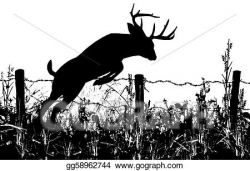 Clipart - Deer buck jumping fence. Stock Illustration gg58962744 ...