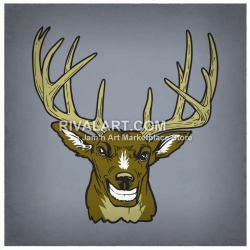 Colored 12 Point Buck Antlers Deer Head Trophy Graphic Digital File