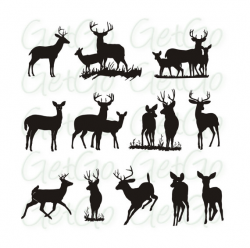 Deer silhouette Printable Graphic Artwork Clip Art Vector Animals ...