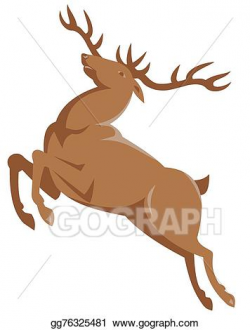 Clip Art Vector - Elk jumping retro style. Stock EPS gg76325481 ...