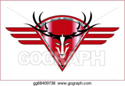 Clip Art Vector - Wild buck icon on the red shield . Stock EPS ...