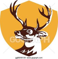Clip Art Vector - Whitetail deer buck head crest retro. Stock EPS ...