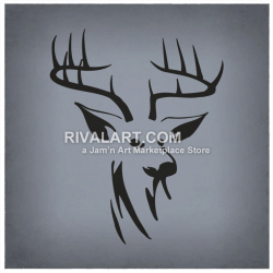 Black White Deer Head Buck Simple Drawing Graphic