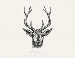 Stag, Buck, Elk, Deer Head with Antlers - Digital Download Vintage ...