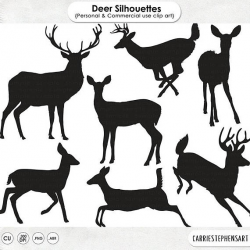 Deer Clip Art Silhouettes & Outlines, Buck and Doe Party, Christmas ...