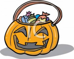 A Jack O Lantern Trick Or Treat Bucket Filled With Candy - Royalty ...