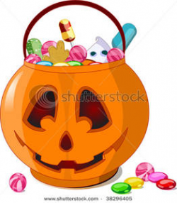 Clipart Picture: A Jack-o-lantern Bucket Full of Halloween Candy