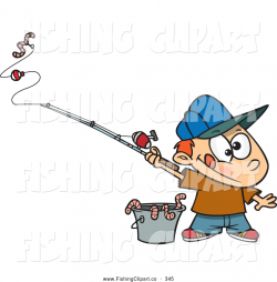 Clip Art of a Cute Cartoon Fishing Boy with a Bucket of Worms by ...