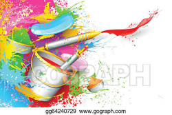 Clip Art Vector - Holi background with bucket of color. Stock EPS ...