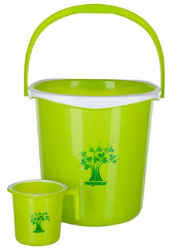 Buy Nayasa Plastic Bathroom Bucket and Mug Set (18 L, Green, 2 ...