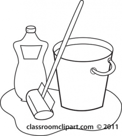 Home Clipart- mop-pale-soap-kitchen-outline - Classroom Clipart