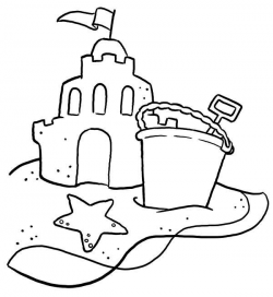 sand pail and shovel coloring page sand castle with bucket and ...
