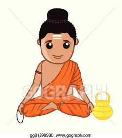 Clip Art Vector - Gautam buddha - saint character. Stock EPS ...