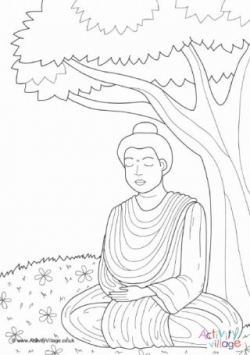 Buddha Under Bodhi Tree Colouring Page | Alphabet in 2019 ...