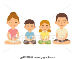 Vector Art - Family sitting in meditation. Clipart Drawing ...