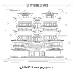 Clip Art Vector - City buildings graphic template. singapore. buddha ...