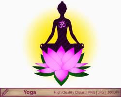 Yoga clipart woman meditation lotus flower clip art zen aum