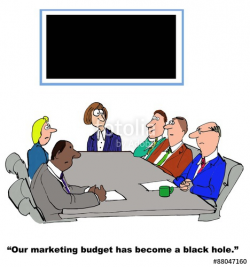 Business cartoon showing people at a meeting, a large black chart on ...