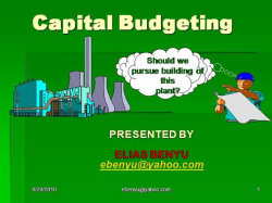 Like Everything Else, Capital Budgeting Is A Cost-benefit Exercise ...