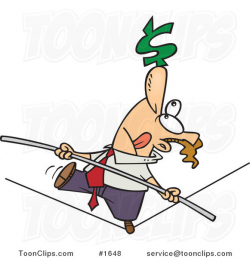 Cartoon Business Man Trying to Maintain Balanced Budget on a Tight ...