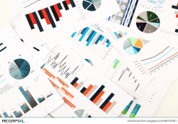 Colorful Graphs, Charts, Marketing Research And Business Annual ...