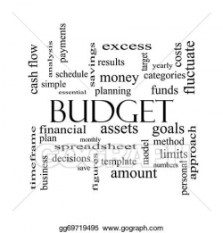Stock Illustration - Budget word cloud concept in black and ...