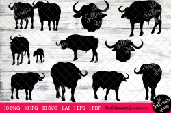 African Buffalo Silhouette Clipart Clip | Design Bundles