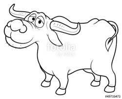 illustration of Cartoon Buffalo - Coloring book