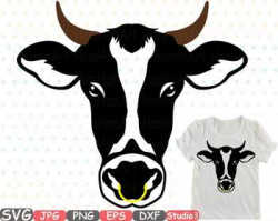 Cow Head Horns Silhouette SVG clipart cowboy bull buffalo Boho Farm ...