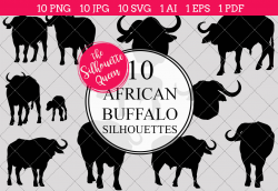 African Buffalo Silhouette Clipart Clip Art(AI, EPS, SVGs, JPGs ...