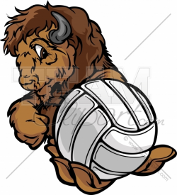 Buffalo Volleyball Clipart Image. Easy to Edit Vector Format.