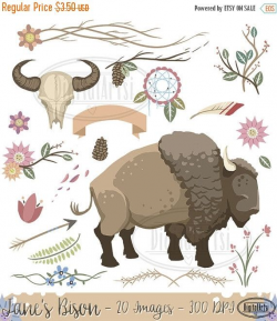 Bison Clipart - Boho Yellowstone Download - Instant Download ...