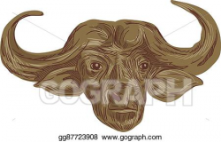 Vector Clipart - African buffalo head drawing. Vector ...