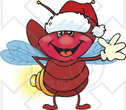 Clipart of a Friendly Waving Firefly Lightning Bug Wearing a ...