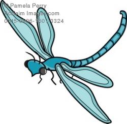Clip Art Illustration of a Cartoon Dragonfly