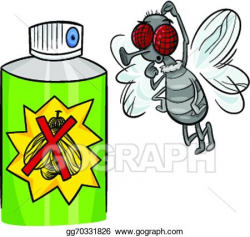 Vector Art - Fly and bug spray cartoon illustration. Clipart Drawing ...