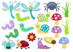 Bugs clipart Happy Bugs Clipart Coloring Clipart Set