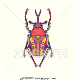 Vector Art - Colorful scarab beetle bug insect. Clipart Drawing ...