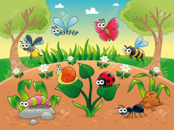 Bugs And A Snail With Background. Funny Cartoon And Vector ...