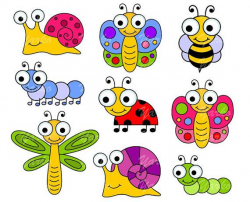 Cute Bugs Clip Art Insects Clipart Ladybug Snail by YarkoDesign ...