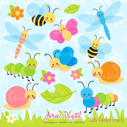 Cute Garden bugs Clipart. Scrapbook printable Insect Clip Art ...