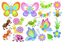 Bugs clipart, Cute Bugs - Clipart Coloring, Clipart Set from ...