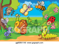 Vector Illustration - Cartoon insects on the meadow. EPS ...