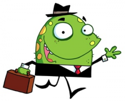 Work Clipart Image - Officer Worker Alien on His Way to Work