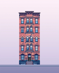 vector illustration of a brick apartment building vector by ...