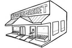 Supermarket Building Clipart Black And White - Letters