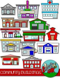 Community Buildings Clip Art for Digital & Paper Resources | Bubble ...