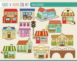Buildings in town clip art (front view) set 1 | Police station, Clip ...
