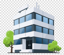 White and blue concrete building illustration, Building ...